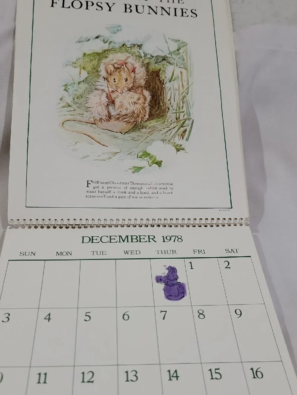 Vintage 1978 The Tales Of Beatrix Potter Calender